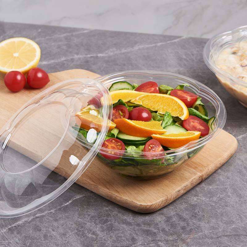 24 oz PET プラスチックフルーツサラダボウル（蓋付き）、中国 24 oz